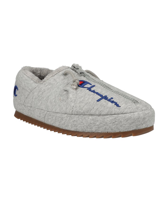 Champion Mens Slippers NZ - University Zip Grey ( 2304-BCWEV )